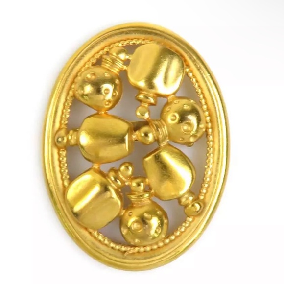 CHRISTIAN DIOR Parfums Pin Brooch Gold Plated ~2”x1.6” vintage. - Picture 5 of 5